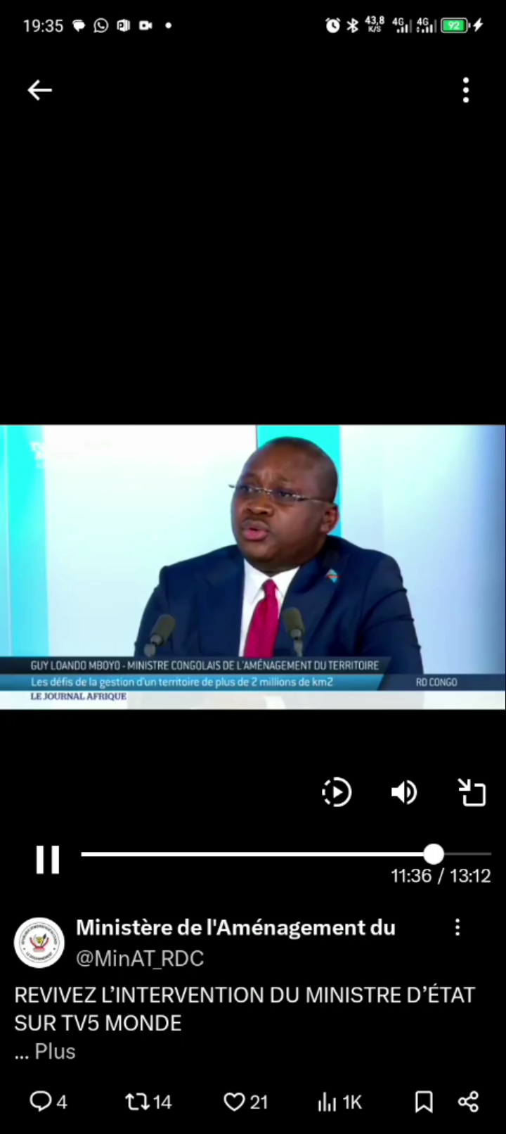 Sur le plateau de TV5 Afrique, Guy Loando : ‘’ la Loi sur l'Aménagement du Territoire met fin à l’impunité qui a causé des drames humains et freiné le développement’’